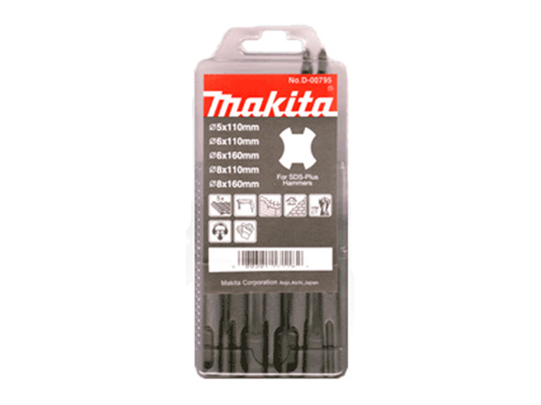 Набор буров (SDS-Plus) MAKITA 5 шт: 5,6,8 х110 мм+6,8х160мм/D-00795