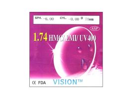 Полимерные линзы AS HMC EMI UV N=1.74