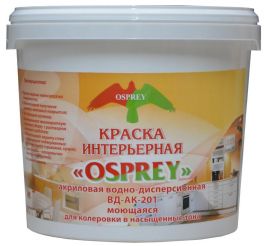 Краска интерьерная водно-дисперсионная «OSPREY» ВД-АК-201 моющаяся